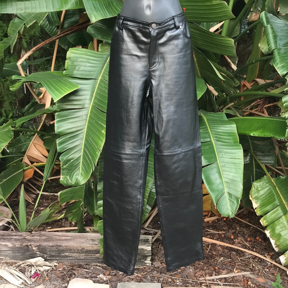 Vintage metro style genuine leather pants